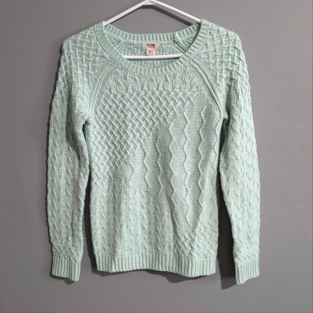Mossimo supply Co size XS mint green knit sweater abstract knit design
